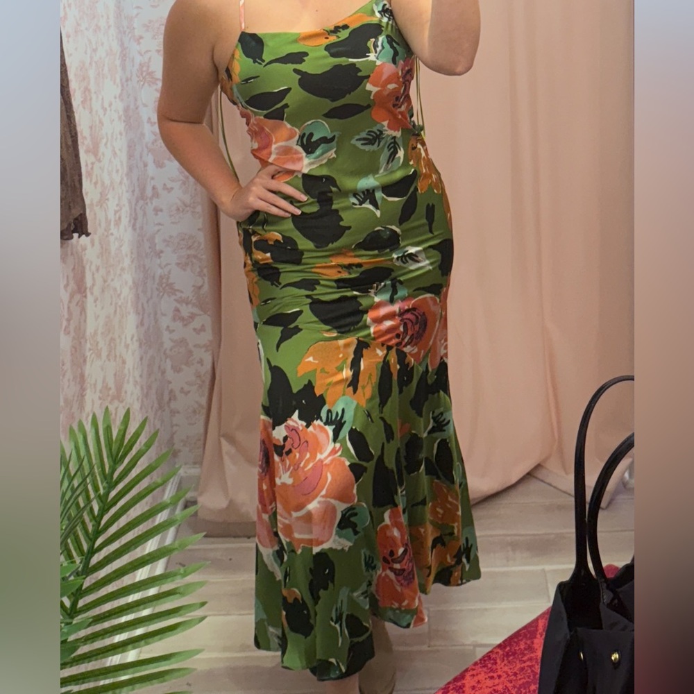 Aakaa Floral Green Maxi Dress
